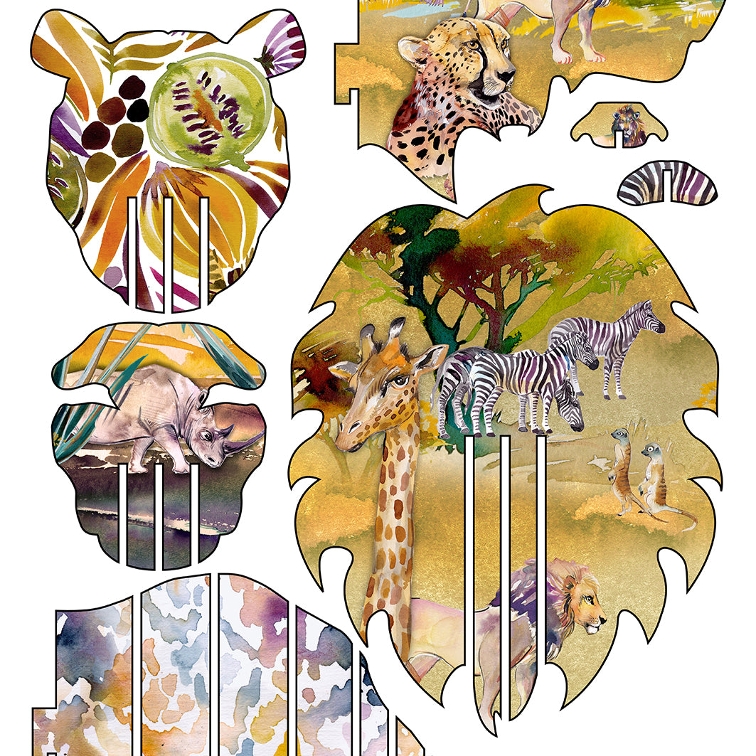 Mini Lion head with Savanna Print