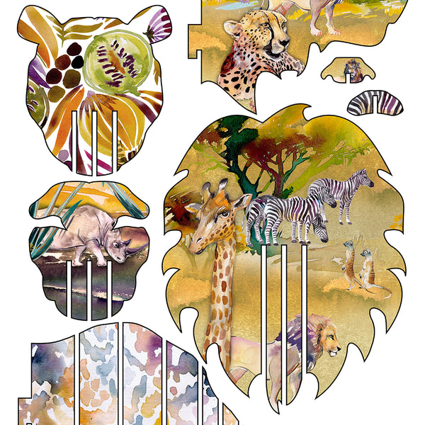 Mini Lion head with Savanna Print