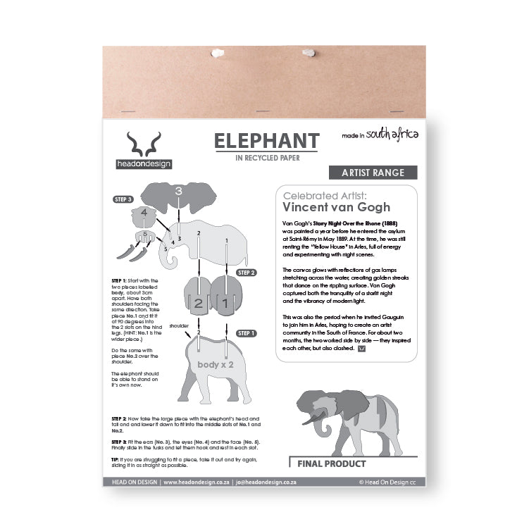 Elephant Sculpture - with van Gogh Art Print