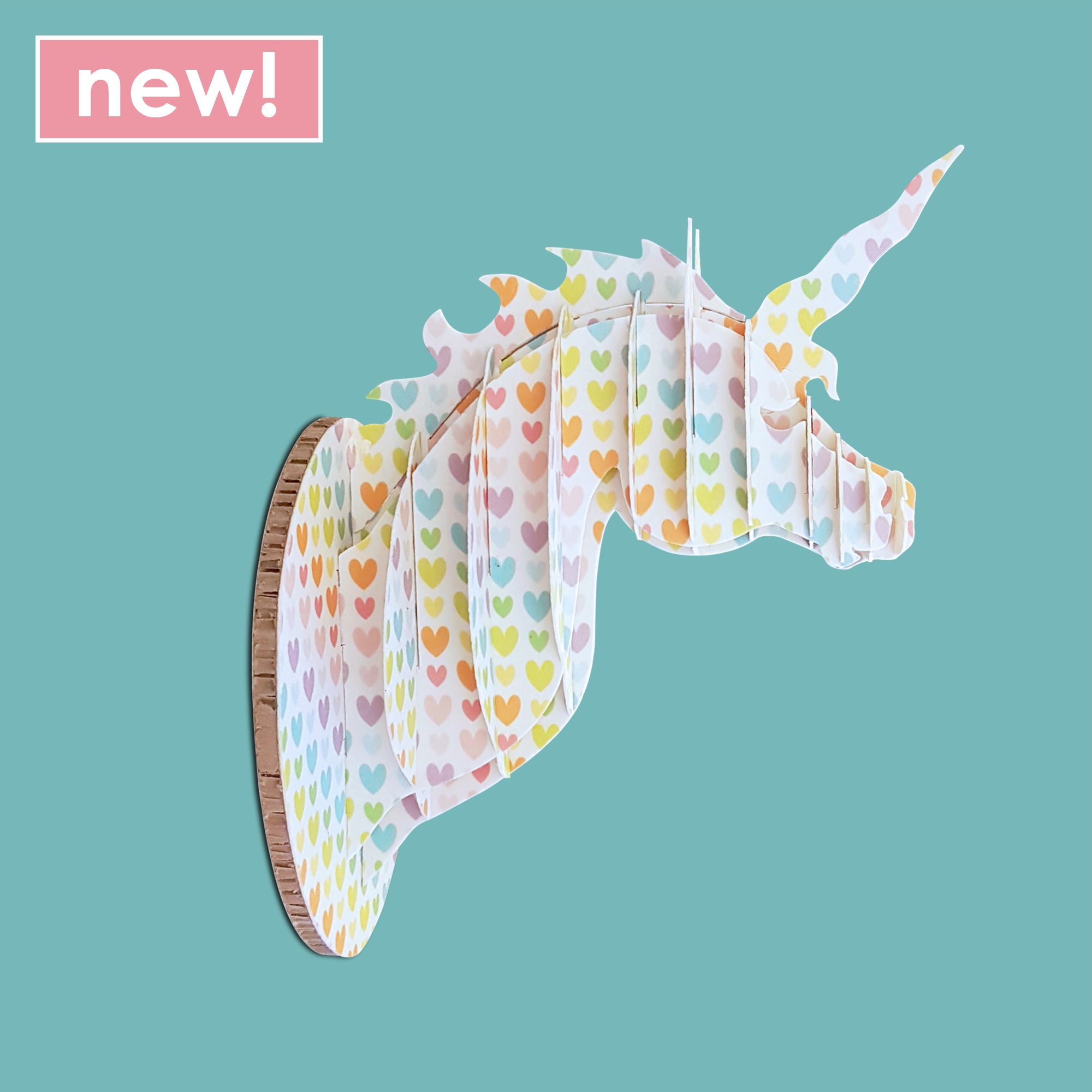 Mini UNICORN head with hearts.
