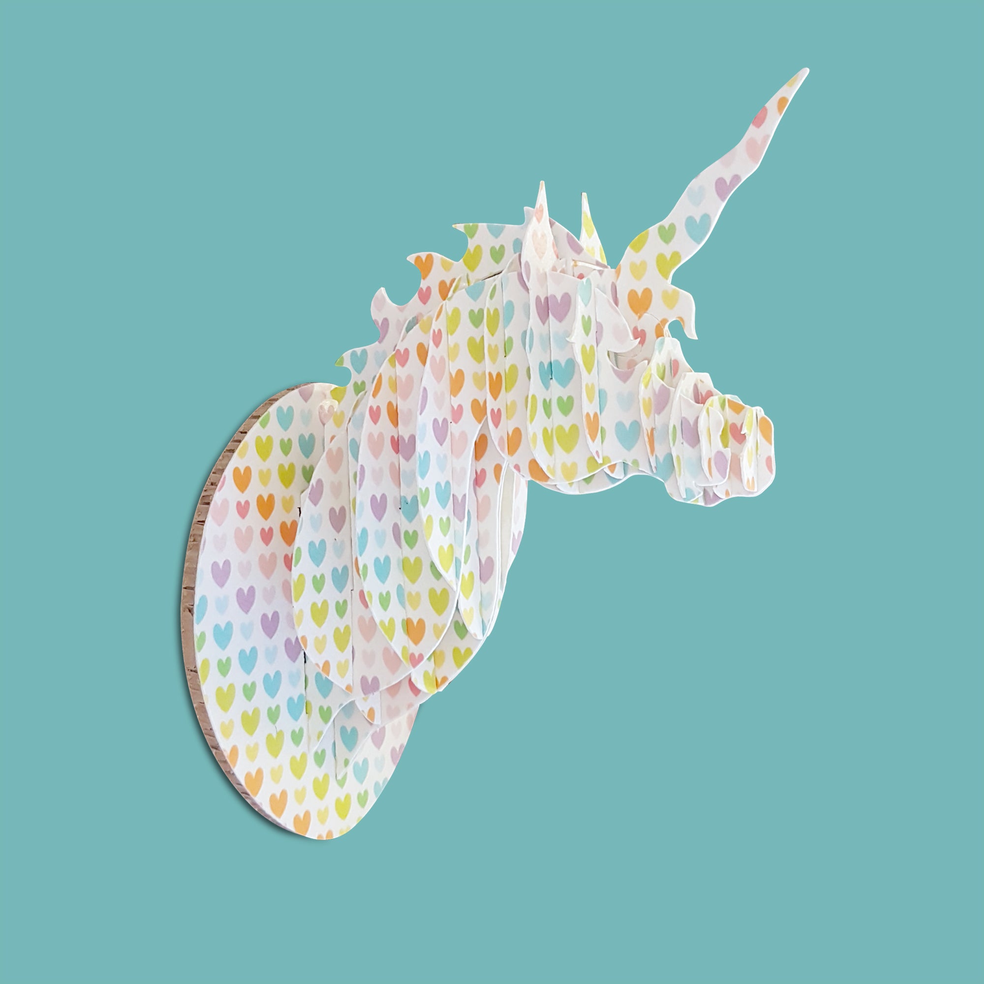 Mini UNICORN head with hearts.